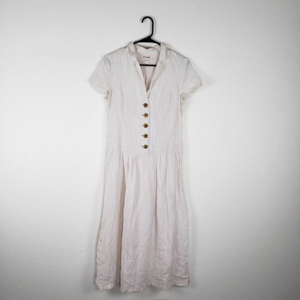 Urban Outfitters Natalie Linen Belted Shirt Dress size small midi summer - Picture 4 of 10